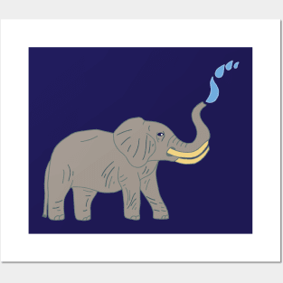 Elephant Water Splash Posters and Art